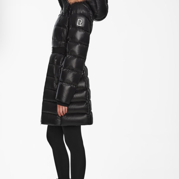 Brand New RUDSAK Lilith Women's Glossy Black Quilted Down Puffer with Faux Fur - Picture 3 of 10